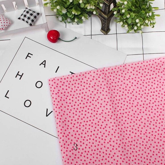 7Pcs Cotton Fabric Bedding Bundle - Pink, Assorted Pre-Cut Quilting & Sewing Set - Picture 6 of 9